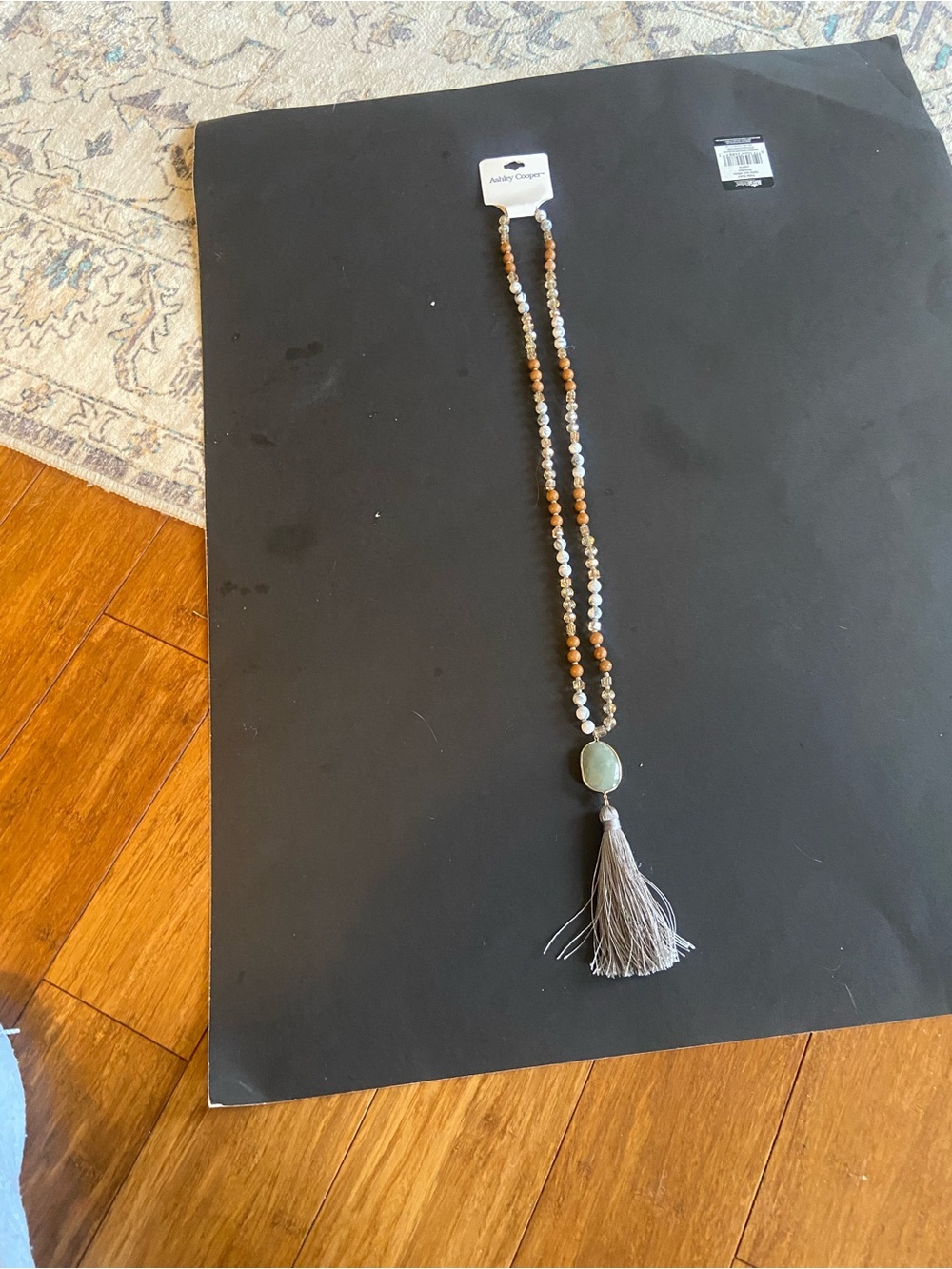 Ashley Cooper Tassel Necklace in Brown and Gray